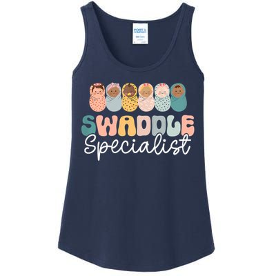 Women Swaddle Specialist Funny NICU Nurse Saying Groovy Mom Baby Ladies Essential Tank