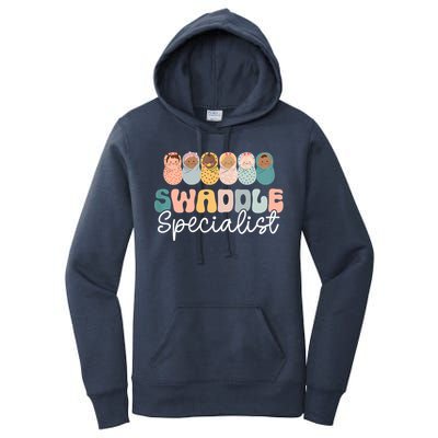 Women Swaddle Specialist Funny NICU Nurse Saying Groovy Mom Baby Women's Pullover Hoodie