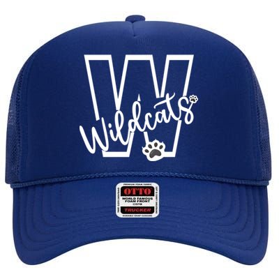 Wildcats School Sports Fan Team Spirit Football Baseball Gift High Crown Mesh Back Trucker Hat