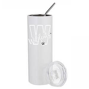 Wildcats School Sports Fan Team Spirit Football Baseball Gift Stainless Steel Tumbler