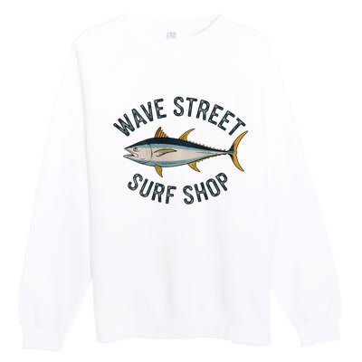 Wave Street Surf Shop Yellow Fin Tuna Graphic Fishing Premium Crewneck Sweatshirt