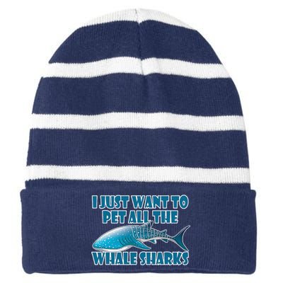 Whale Shark Sea Animals Gift Striped Beanie with Solid Band