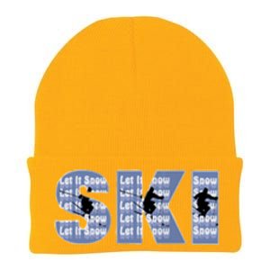 Winter Sports Ski Funny Gift For Mom Dad Knit Cap Winter Beanie