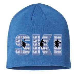 Winter Sports Ski Funny Gift For Mom Dad Sustainable Beanie