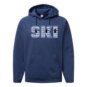 Winter Sports Ski Funny Gift For Mom Dad Performance Fleece Hoodie