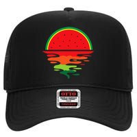 Watermelon Summer Sunset Water Fruit Sunset Watermelon High Crown Mesh Back Trucker Hat