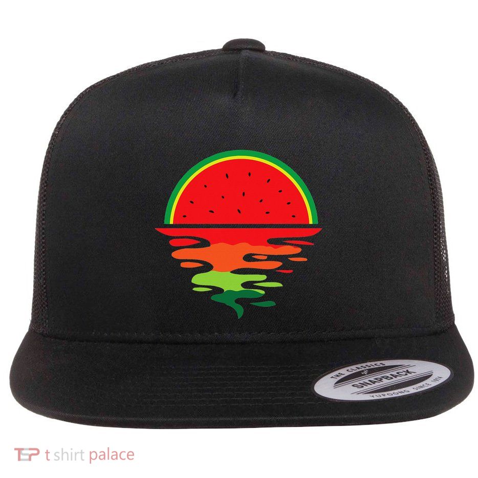 Watermelon Summer Sunset Water Fruit Sunset Watermelon Flatbill Hat