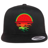 Watermelon Summer Sunset Water Fruit Sunset Watermelon Flat Bill Trucker Hat