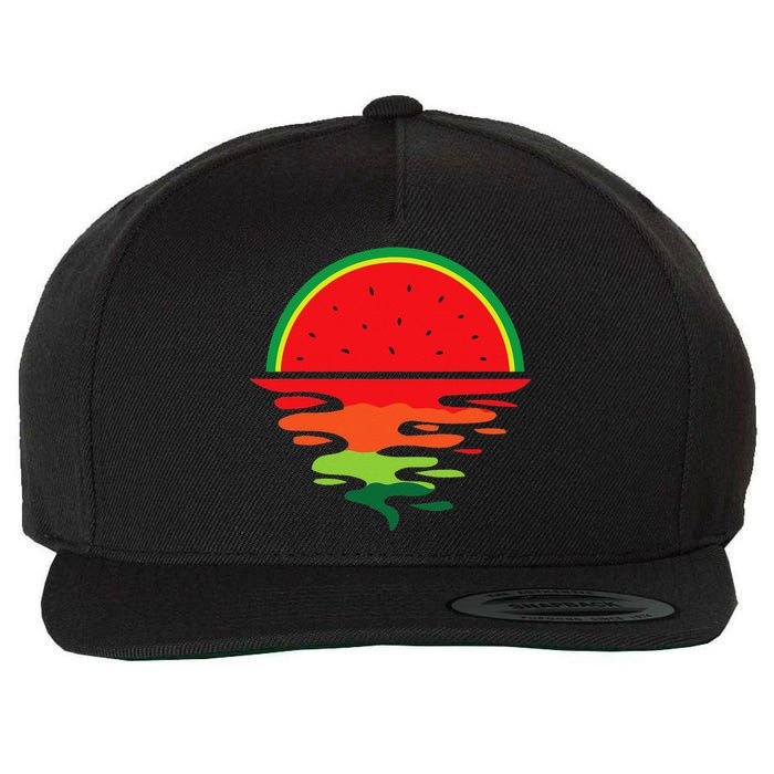 Watermelon Summer Sunset Water Fruit Sunset Watermelon Wool Snapback Cap