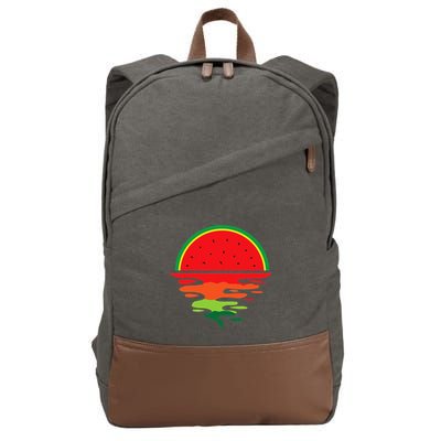 Watermelon Summer Sunset Water Fruit Sunset Watermelon Cotton Canvas Backpack