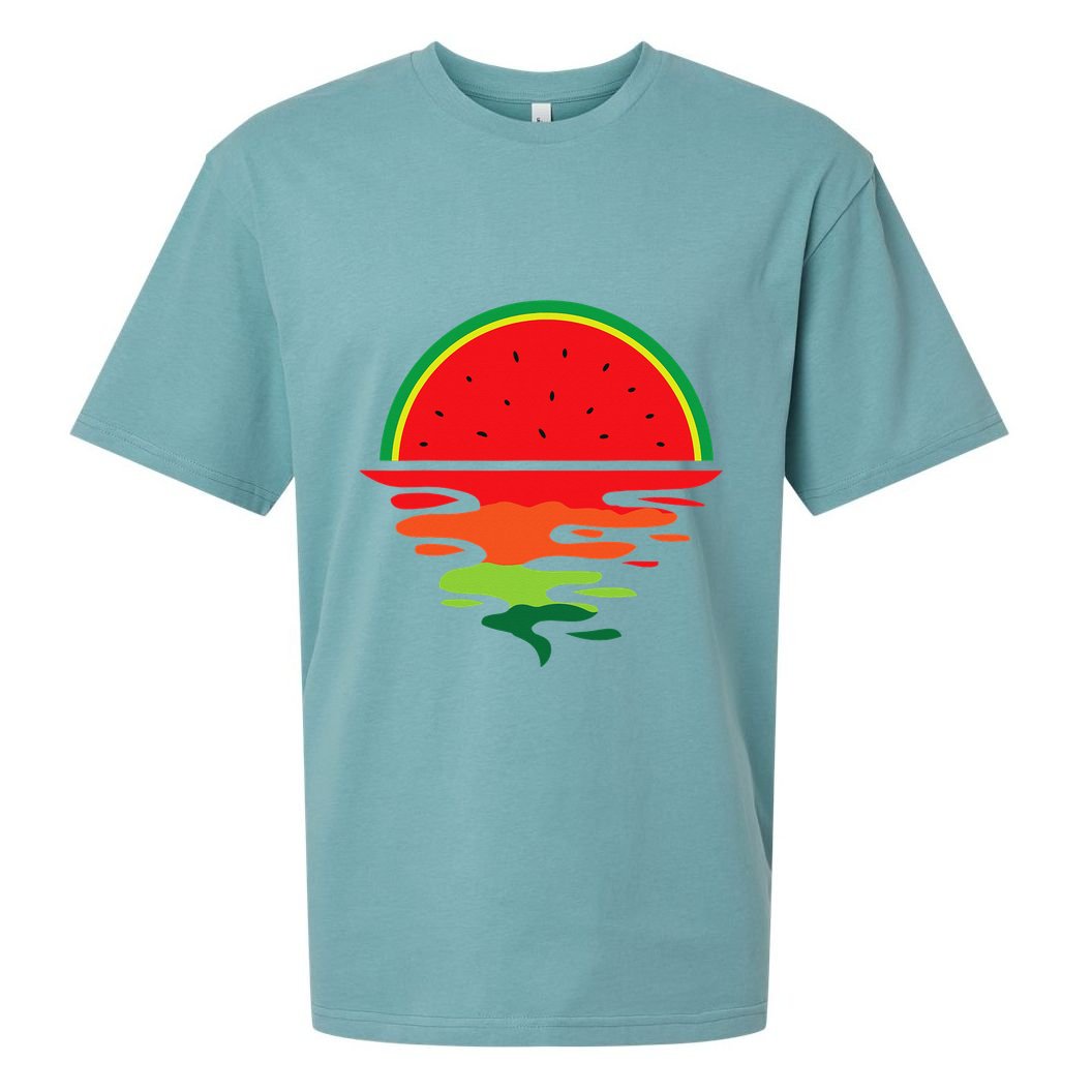 Watermelon Summer Sunset Water Fruit Sunset Watermelon Sueded Cloud Jersey T-Shirt