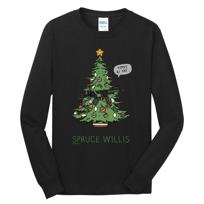 Willis spruce Scary Xmas tree Family Pajamas  Tall Long Sleeve T-Shirt