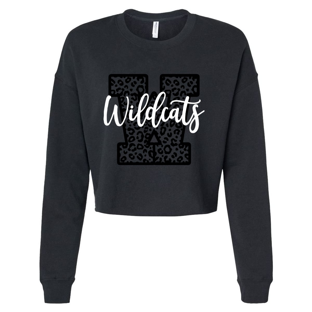 Wildcats School Spirit Mascot Leopard Cheer Fan Game Day Funny Gift Cropped Pullover Crew