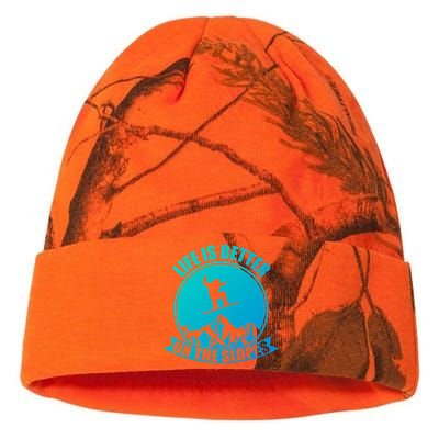 Winter Sport Snowboarding Life Is Better On The Slopes Gift Kati Licensed 12" Camo Beanie