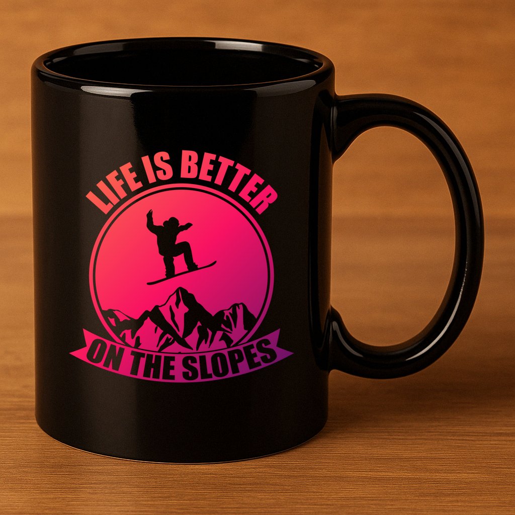 Winter Sport Snowboarding Life Is Better On The Slopes Gift 11oz C Handle Ceramic Mug