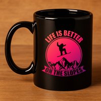 Winter Sport Snowboarding Life Is Better On The Slopes Gift 11oz C Handle Ceramic Mug