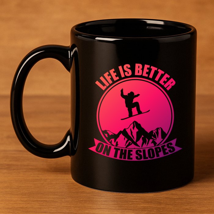 Winter Sport Snowboarding Life Is Better On The Slopes Gift 11oz C Handle Ceramic Mug