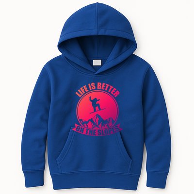 Winter Sport Snowboarding Life Is Better On The Slopes Gift Kids Hoodie