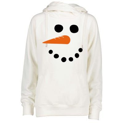 Winter Snowman Snow Face Womens Funnel Neck Pullover Hood