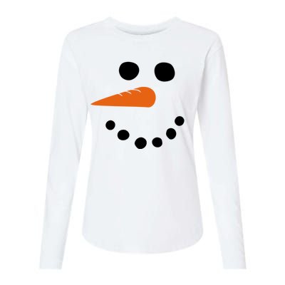 Winter Snowman Snow Face Womens Cotton Relaxed Long Sleeve T-Shirt