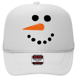 Winter Snowman Snow Face High Crown Mesh Back Trucker Hat