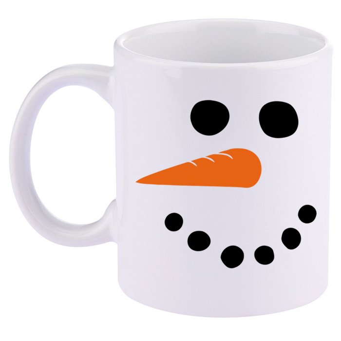 Winter Snowman Snow Face 11oz C Handle Ceramic Mug
