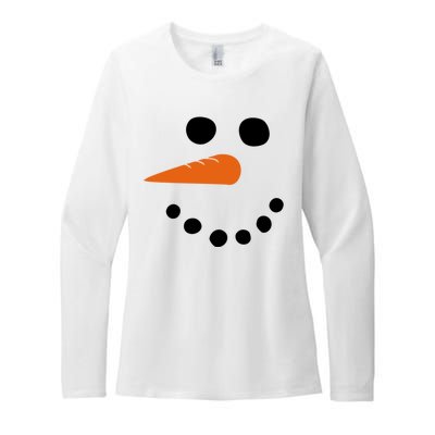 Winter Snowman Snow Face Womens CVC Long Sleeve Shirt