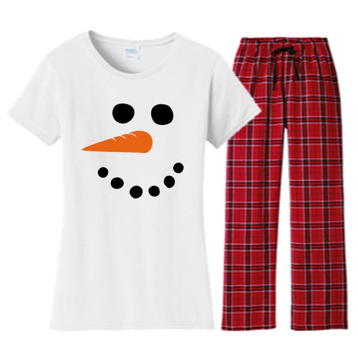 Winter Snowman Snow Face Women's Flannel Pajama Set