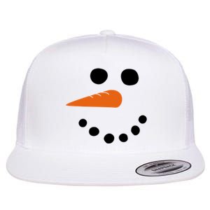 Winter Snowman Snow Face Flat Bill Trucker Hat