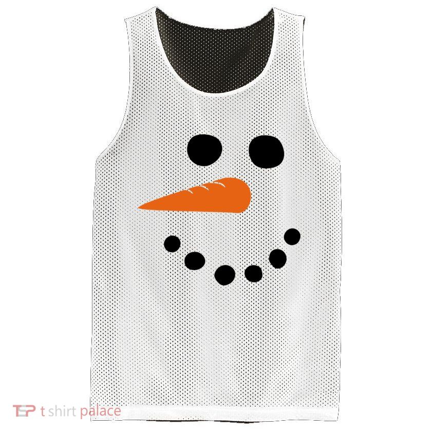 Winter Snowman Snow Face Mesh Reversible Basketball Jersey Tank