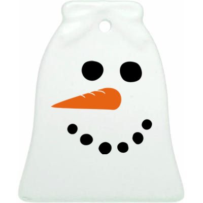 Winter Snowman Snow Face Ceramic Bell Ornament