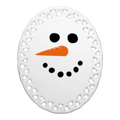 Winter Snowman Snow Face Ceramic Oval Ornament