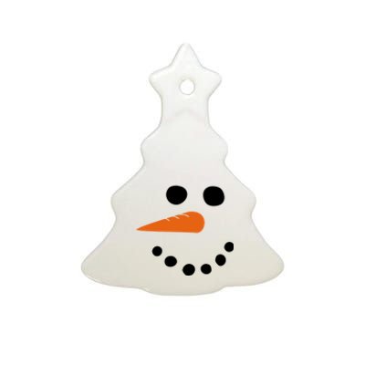 Winter Snowman Snow Face Ceramic Tree Ornament