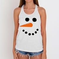 Winter Snowman Snow Face Women's Knotted Racerback Tank