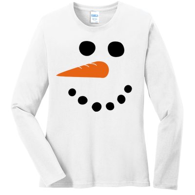 Winter Snowman Snow Face Ladies Long Sleeve Shirt