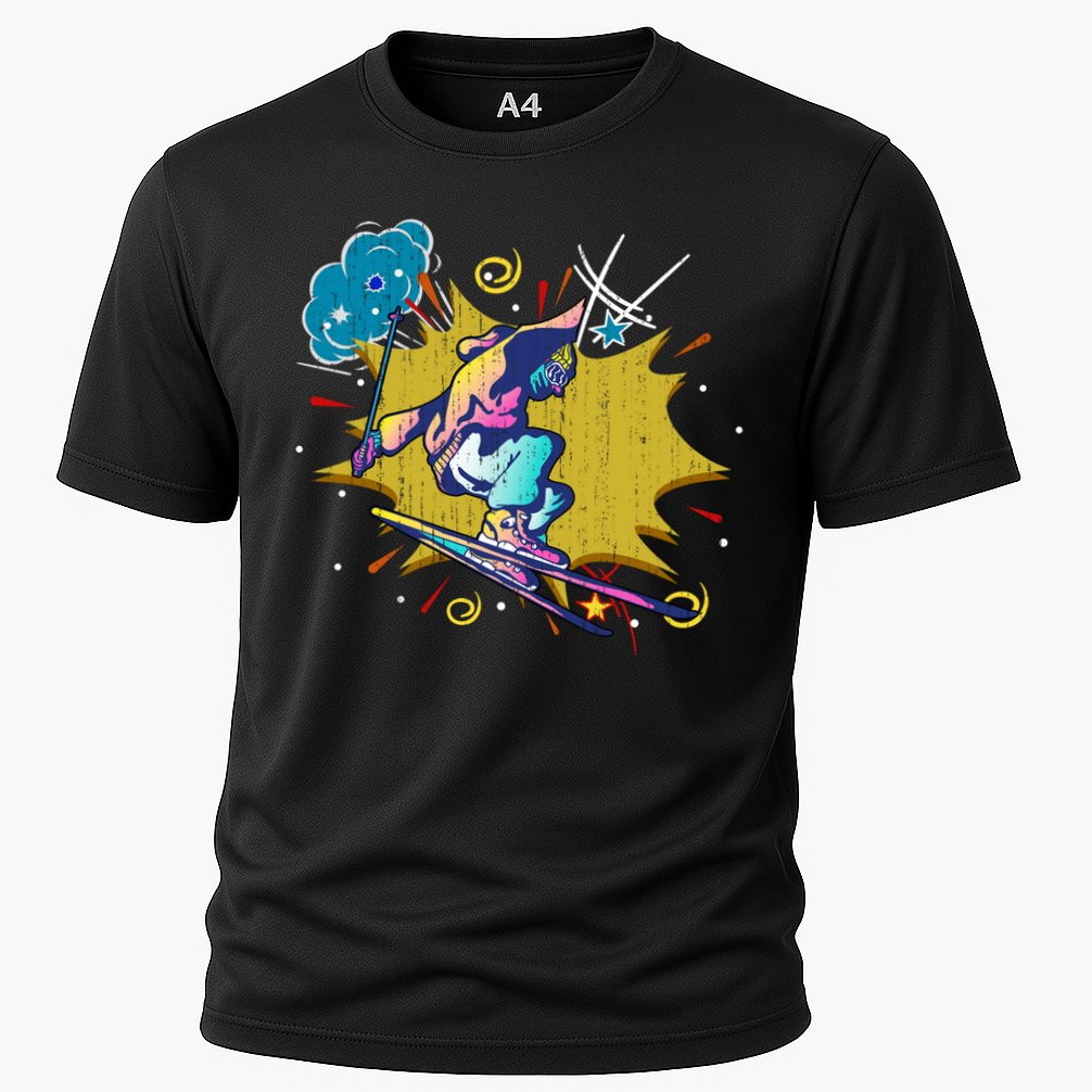 Winter Sports Ski Instructor Skier Skiing Lover Ski Gift Cooling Performance Crew T-Shirt