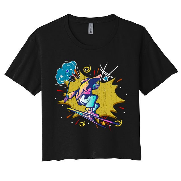Winter Sports Ski Instructor Skier Skiing Lover Ski Gift Women's Crop Top Tee