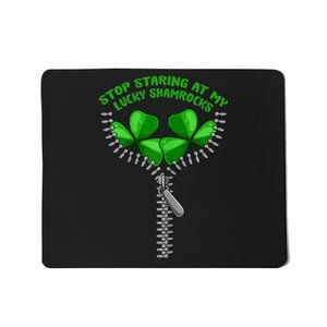 Womens Stop Staring Shamrock St Patricks Day Clover Pun Humor Mousepad