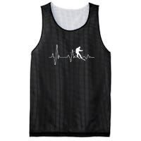 Womens Ski Skier Gifts & Heartbeat For Skiing Bum Mesh Reversible Basketball Jersey Tank