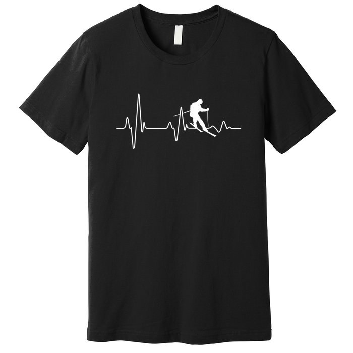 Womens Ski Skier Gifts & Heartbeat For Skiing Bum Premium T-Shirt