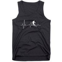 Womens Ski Skier Gifts & Heartbeat For Skiing Bum Tank Top