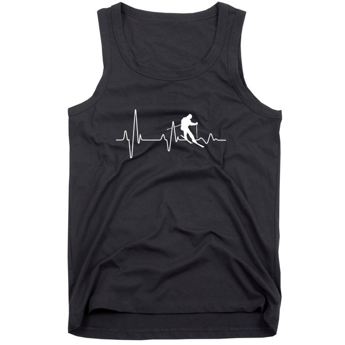 Womens Ski Skier Gifts & Heartbeat For Skiing Bum Tank Top