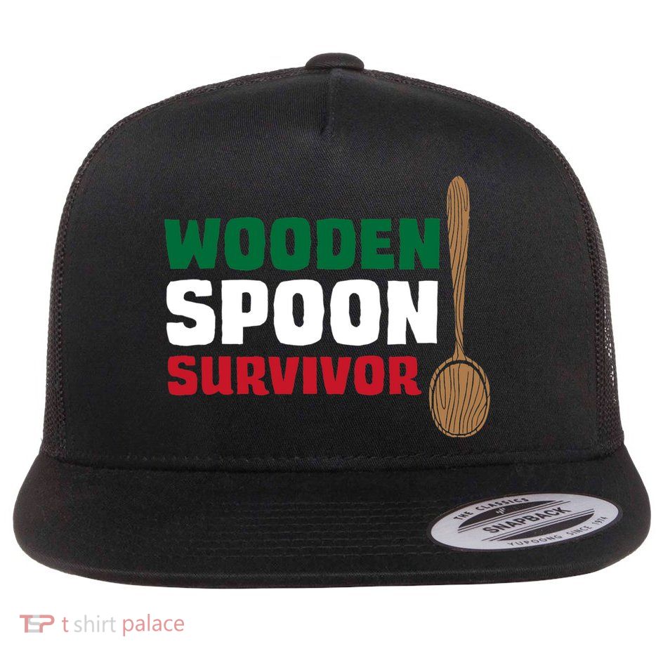 Wooden Spoon Survivor Italian Flag Flat Bill Trucker Hat