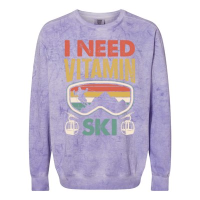 Wintersport Skiing Skier I Need Vitamin Ski Meaningful Gift Colorblast Crewneck Sweatshirt