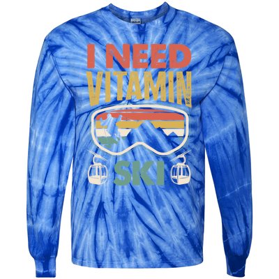 Wintersport Skiing Skier I Need Vitamin Ski Meaningful Gift Tie-Dye Long Sleeve Shirt