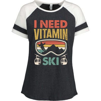 Wintersport Skiing Skier I Need Vitamin Ski Cute Gift Enza Ladies Jersey Colorblock Tee