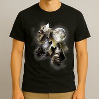 Wolf Shirt Three Wolves Moon Wolf Moon T-Shirt