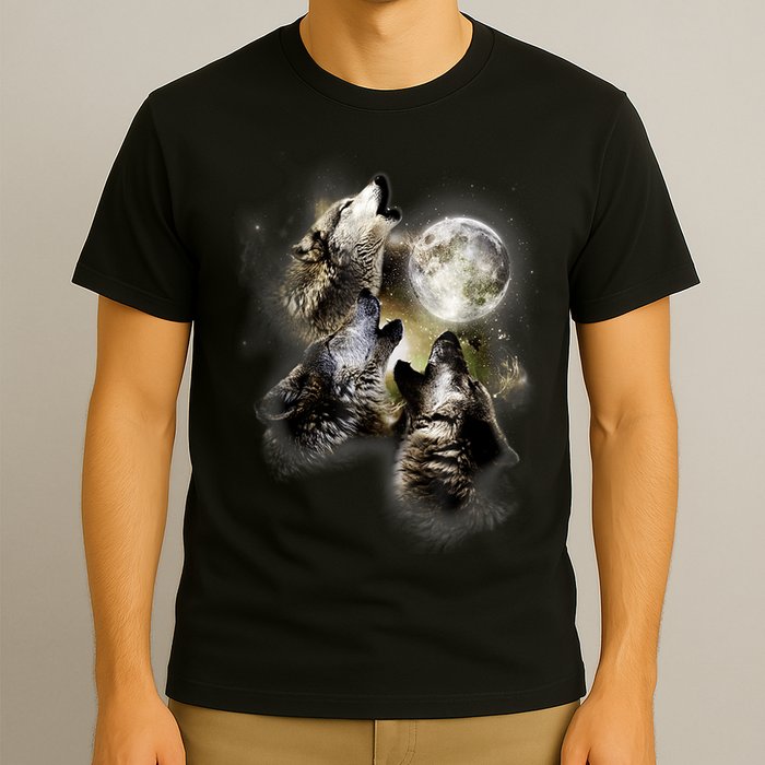 Wolf Shirt Three Wolves Moon Wolf Moon T-Shirt