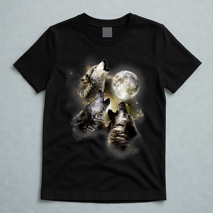 Wolf Shirt Three Wolves Moon Wolf Moon T-Shirt