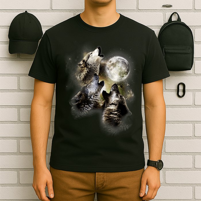 Wolf Shirt Three Wolves Moon Wolf Moon T-Shirt